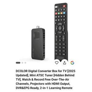 DCOLOR Digital Converter Box 2025 ATSC Tuner HDMI DVR EPG 2-in-1 Remote
